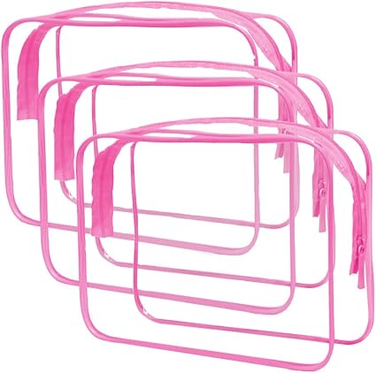 Buminee Clear Travel Bags for Toiletries, Makeup Bags, Toiletry Bag, 3 Pack Multipurpose Transparent TSA Cosmetic Bag Cl