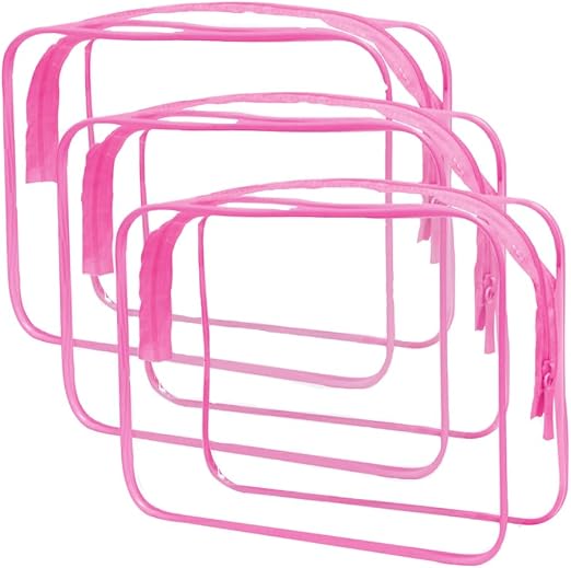 Buminee Clear Travel Bags for Toiletries, Makeup Bags, Toiletry Bag, 3 Pack Multipurpose Transparent TSA Cosmetic Bag Cl