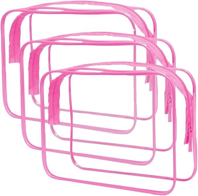 Buminee Clear Travel Bags for Toiletries, Makeup Bags, Toiletry Bag, 3 Pack Multipurpose Transparent TSA Cosmetic Bag Cl
