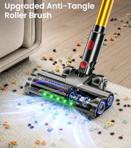 Cordless Vacuum Cleaner, 600W 50Kpa 65Mins Vacuum Cleaners for Home, Self-Standing Stick Vacuum Cordless with LED Display, Anti-Tangle, Lightweight Vacuum for Hardwood Floors, Carpet, Pet Hair