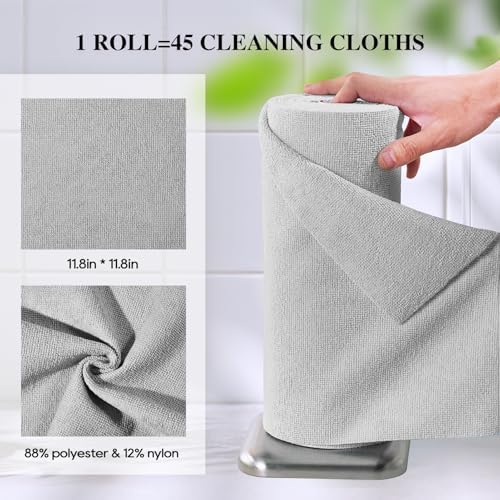Microfiber Cleaning Cloth Roll 90 Pack, 12"×12", Reusable, Pink & Grey