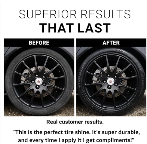 Tire Shine Spray 1 Gallon Refill - The Perfect Deep Black Shine - Long Lasting Car Tire Dressing - No Sling & Dry to Touch - Sprayer Not Included