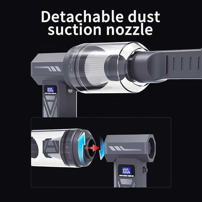 Compressed Air Duster ，2-in-1 Duster and Vacuum Cleaner, 110000RPM Super Power Electric Air Duster, 4-Gear Adjustable Mini Blower, Dust Blower for Computer, Keyboard, House, pet，Outdoor and Car