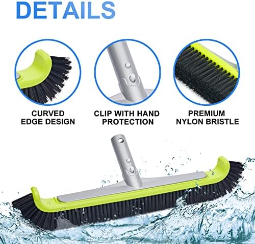 17.5-Inch Curved Pro Pool Brush Head for All Pool Surfaces