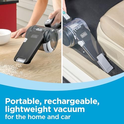 BLACK+DECKER dust buster PIVOT VAC Handheld Vacuum Cordless, Car Vacuum Portable Rechargeable, Extendible Crevice Tool and 200 Degree Pivoting Nozzle, Strong Suction, Lightweight (BDH2000PL)