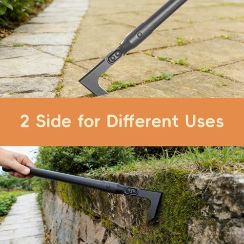 Manual Crevice Cleaning Tool with 43.7" Long Handle, Gardening Weed Puller Weed Remover Tool for Sidewalk,Deck,Paver,Patio