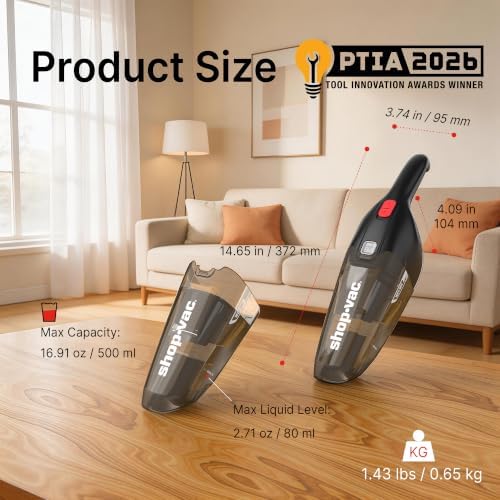 Wet/Dry Handheld Vacuum Cordless, Wall-Mounted Hand Vac, Black