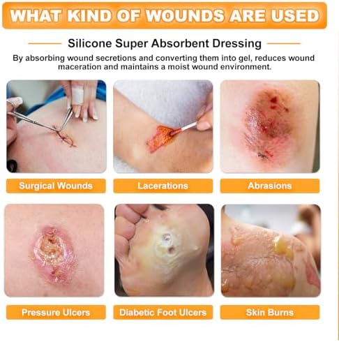 Silicone Super Absorbent Wound Dressing 5" x 5", 10 Individual Pack