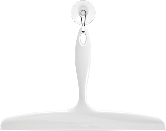 iDesign Bathroom Plastic Shower Squeegee with Wall Hook - White