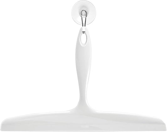 iDesign Bathroom Plastic Shower Squeegee with Wall Hook - White