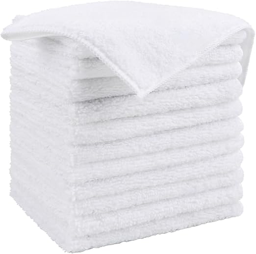 HOMEXCEL White Microfiber Cleaning Cloth, Microfiber Towels for Car,12 PK