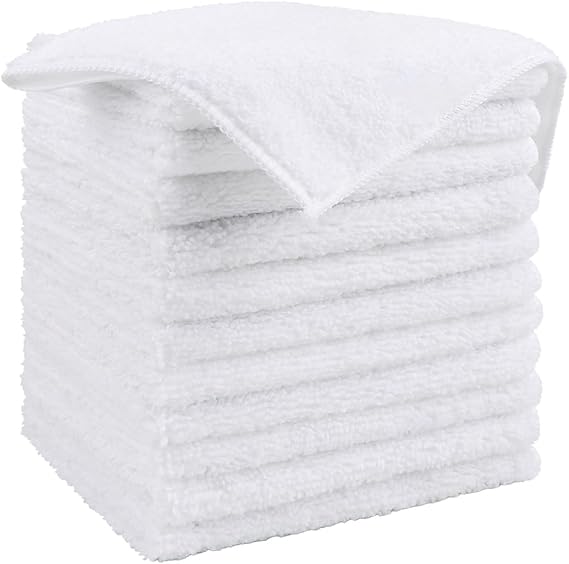 HOMEXCEL White Microfiber Cleaning Cloth, Microfiber Towels for Car,12 PK