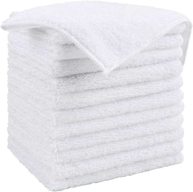 HOMEXCEL White Microfiber Cleaning Cloth, Microfiber Towels for Car,12 PK
