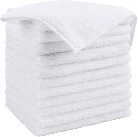 HOMEXCEL White Microfiber Cleaning Cloth, Microfiber Towels for Car,12 PK
