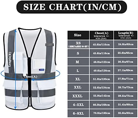 Reflective Security Safety Vests Heavy Duty with 7 Pockets and Front Zipper