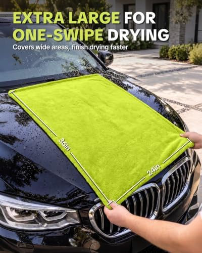 Microfiber Car Drying Towel: 1400 GSM Ultra Absorbent, 24" x 36"