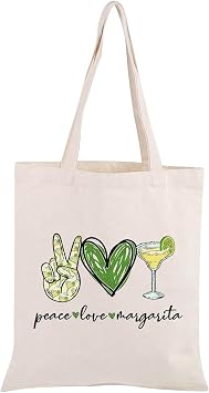 JXGZSO Bartender Gift Peace Love Margarita Cosmetic Bag With Zipper Makeup Bag Margarita Drinking Lover Gift (Peace love