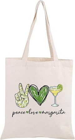 JXGZSO Bartender Gift Peace Love Margarita Cosmetic Bag With Zipper Makeup Bag Margarita Drinking Lover Gift (Peace love