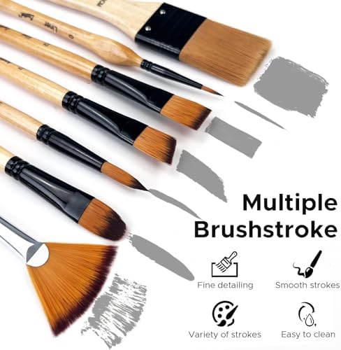 33 Pcs Paint Brush Set, No-Shedding Artist Paint Brushes