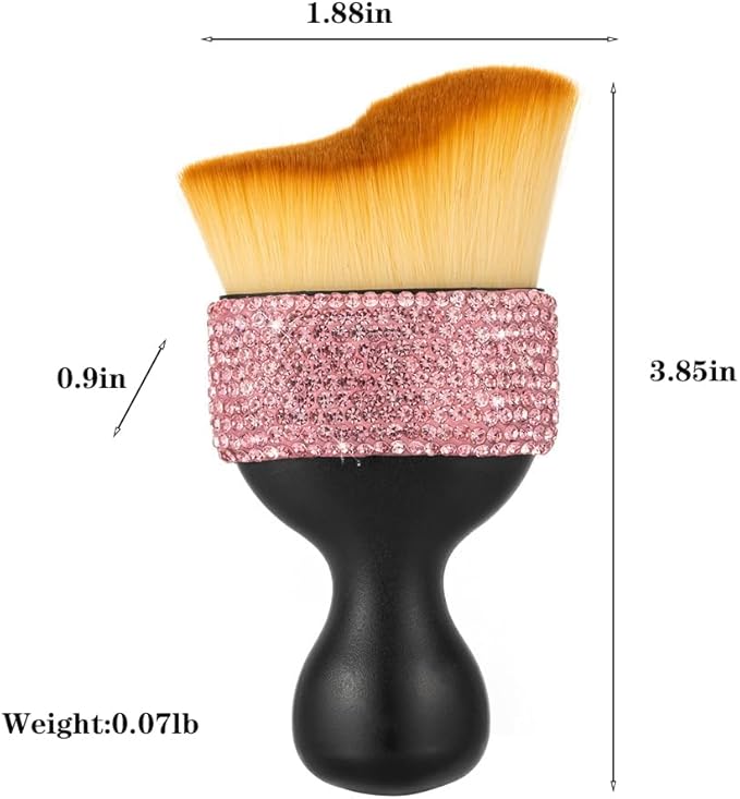 Bling Car Interior Dust Brush, Glitter Diamond Crystal Soft Bristles Dusting Tool for Automotive Dashboard, Air Conditioner Vents, Leather,Car Seat, Computer etc. (Rose Gold)