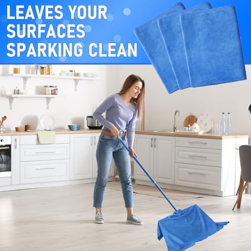 6 Pcs Extra Large Microfiber Cleaning Cloth, Blue