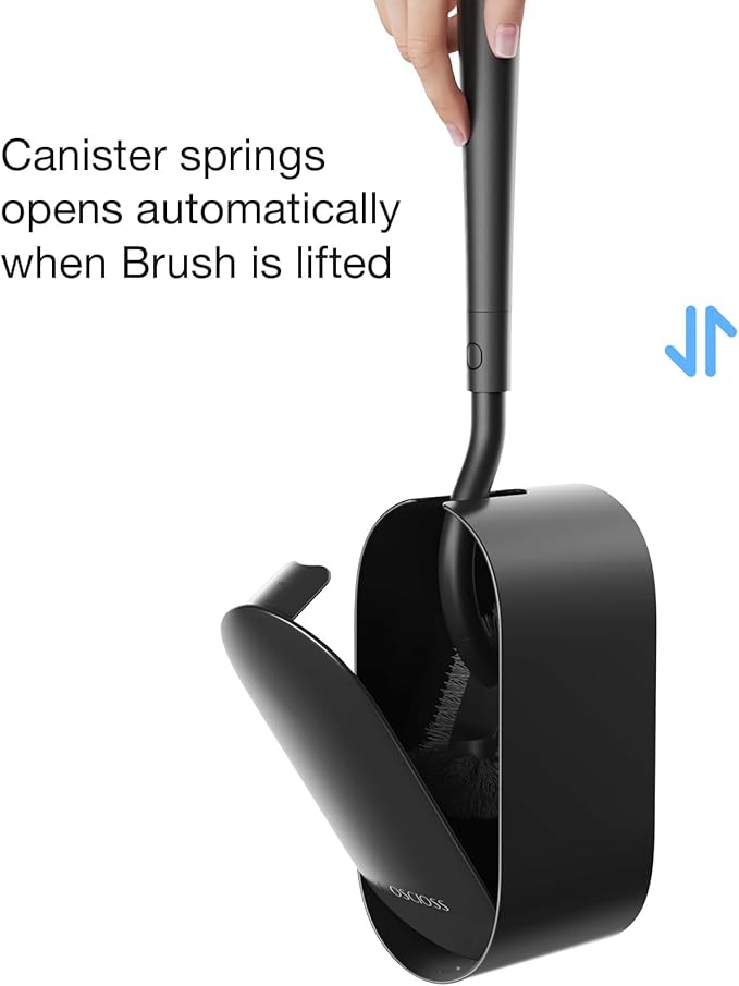 Toilet Bowl Brush and Holder, OSCIOSS Toilet Brush Set with Ergonomic Design, Compact Size, Durable Bristles, RV Toilet Brushes & Holders for Dead Corner Clean (Black, 2pack)