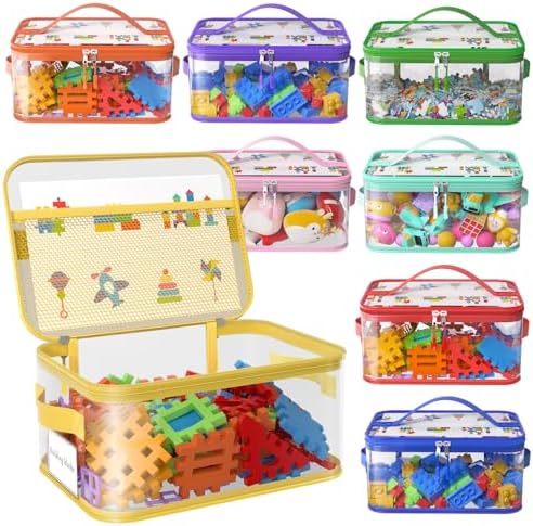 8 Packs Large Clear Toy Storage Bags with Double Zipper & Handles, L