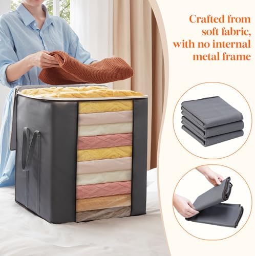 3 Pack 120L Extra Large Clothes Storage, Blanket Storage Bags