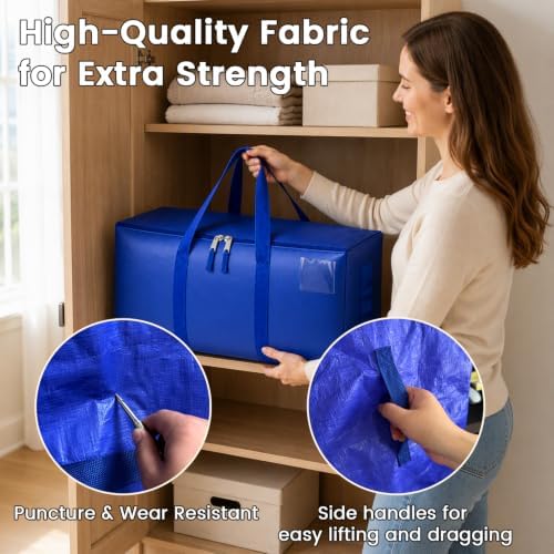 Heavy-Duty Moving Bags, Dark Blue, Medium, 8 Count