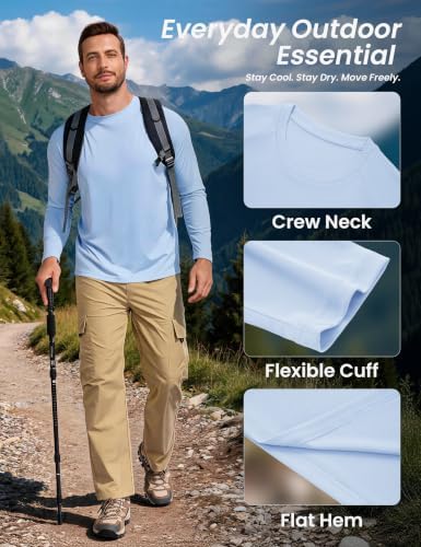 7 Pack Long Sleeve Shirts for Men Sun Protection Quick Dry
