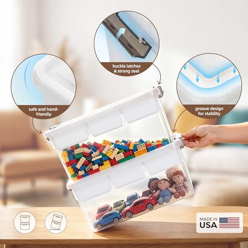 17QT Clear Craft Organizers and Storage Box with Removable Tray
