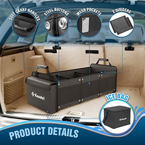 Extra Large 4-in-1 Trunk Organizer with Cooler for Car (Black)