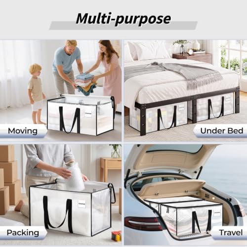 8 Pack Extra Large Clothes Storage Bins with Lids, Clear