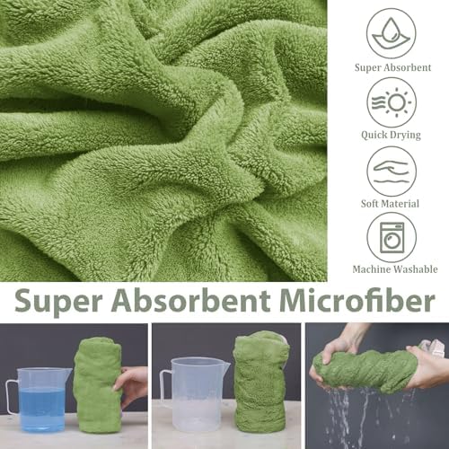 Dog Bathrobe Super Absorbent Towel Robe - Microfiber Bath Towels Fast Drying Coat for Dogs, Cute Dogs Clothes Adjustable Collar & Belly Strap Warm Keeping Hooded Dog Towel (Olive Green, XX-Large)