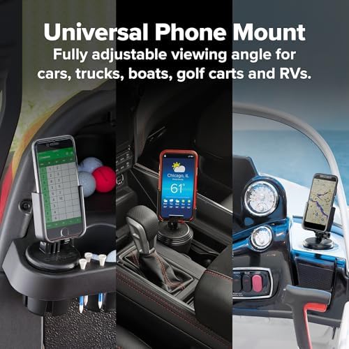 CupFone, Universal Cup Holder Phone Mount for Cars – Adjustable & Secure Fit with Open Access for Charging – Compatible with iPhone, Android - Black