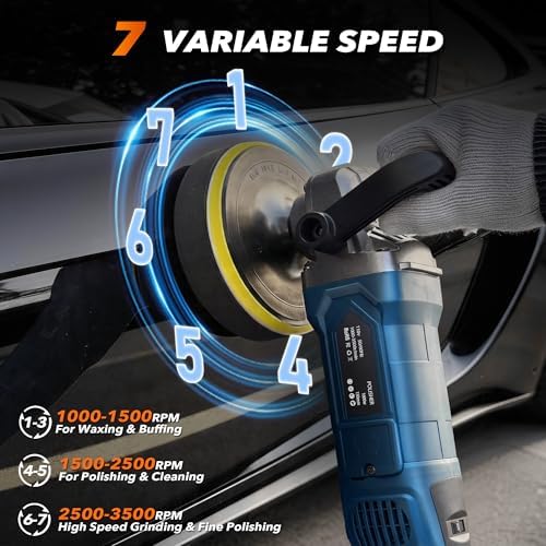 Buffer Polisher, 1600W Rotary Car Buffer, 6 Inch/7 Inch, Blue