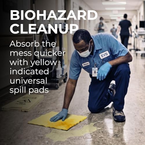 Light Universal Absorbent Pads, 25 Pack - Absorbs 18 oz per pad / 3.5 gal. per Pack - Absorbs Oil, Grease, Coolant, Chemicals, Solvents, Caustics, Acids, Urine & Stool, and Sewage