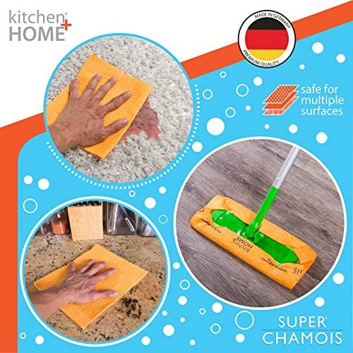 Super Chamois - Extra Large 20" X 27" Super Absorbent Cleaning Cloth - 6 Pack Orange Shammy - Holds 10x It's Weight in Liquid