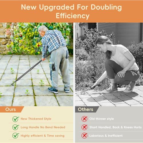 Manual Crevice Cleaning Tool with 43.7" Long Handle, Gardening Weed Puller Weed Remover Tool for Sidewalk,Deck,Paver,Patio