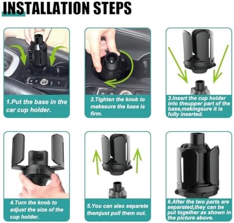 Car Cup Holder Expander, All Purpose Cup Holder Adapter with Adjustable Base, Auto Cup Organizer Expander Holder Compatible with 3.04" to 5.25" Bottles, Mugs, Drinks, Foods (2 PCS)