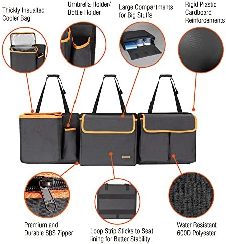 Trunk Organizer, Backseat Hanging with Cooler for Medium & Large SUV, RV
