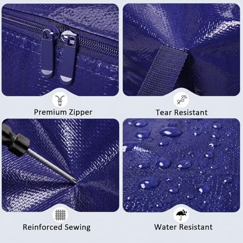 Extra Large Heavy Duty Moving Bags, 6 Pack, Dark Blue