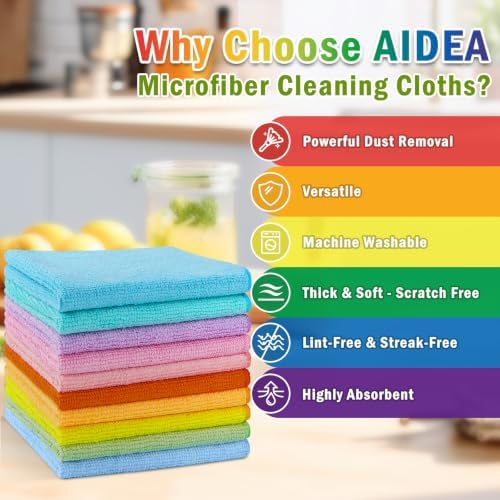 Microfiber Cleaning Cloth, 100PK, Cleaning Rags, 11.5"×11.5"