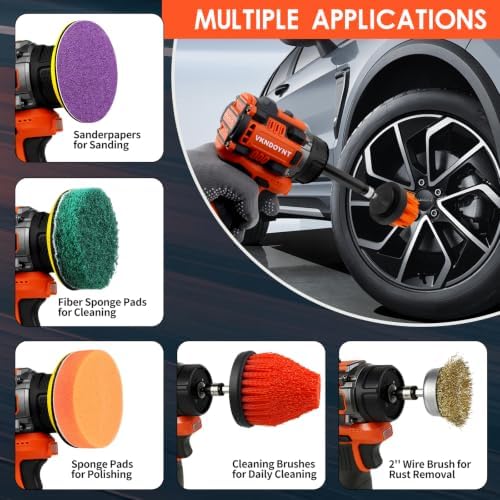 Brushless Cordless Cleaner & Polisher, 3" Mini Buffer & Sander Machine Kit, 2 Variable Speed Small Sander (0-500/0-3000 RPM), 2600mAh Battery, 34 Accessories for Cleaning/Buffing/Sanding/Car Detailing