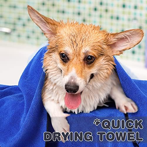 4 Pcs Dog Towels for Drying, 30 x 50 Inch, Blue