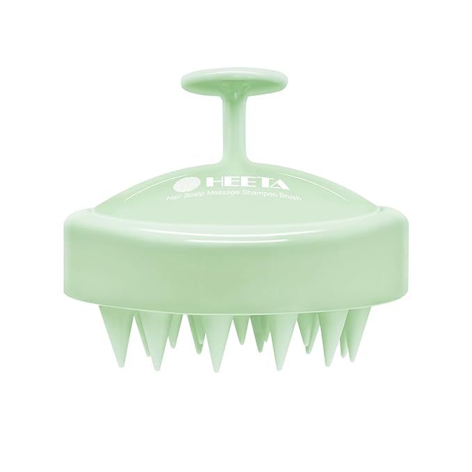 HEETA Scalp Massager Hair Growth, Soft Silicone Scalp Scrubber Shampoo Brush for Exfoliation, Dandruff Removal Head Massage Stress Relax, Wet & Dry Use for Thick Thin Curly Hair Care, Lime Green