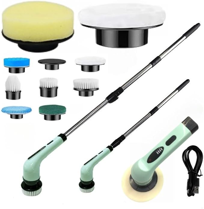 Electric Rotating Cleaning Brush, IPX7 Waterproof Cordless Power Cleaning Brush Set with,Cleaning Ceilings, Floors, Floor Tiles, Kitchens, and bathrooms; maintaining Sofas, Cars