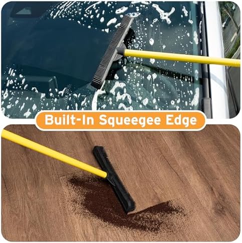 Pet Hair Removal Rubber Broom, 61" Telescopic Handle