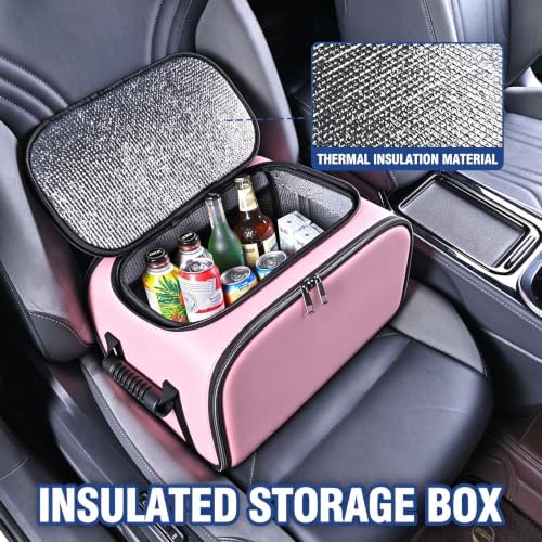 Car trunk organizer front seat storage for Suv and Sedan，insulated box，pink