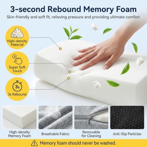 Ergonomic Seat Cushion & Lumbar Support Pillow for Office Chair, Memory Foam Office Chair Cushion for Tailbone Comfort, Car Seat Cushion for Long Sitting